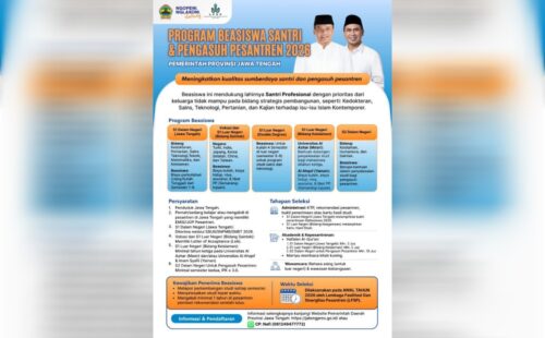 Program Beasiswa Santri-Pengasuh Pesantren Jateng 2026 Resmi Dibuka, Ini Syarat dan Cara Daftarnya