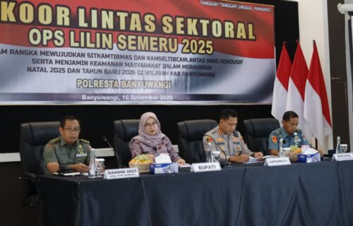 Persiapan Pengamanan Nataru, Pemkab, TNI-Polri, dan Stakeholder Banyuwangi Gelar Rakor Operasi Lilin Semeru 2025 di Banyuwangi
