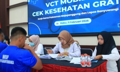 Lapas Banyuwangi Gandeng Puskesmas Mojopanggung Cek Kesehatan Gratis dan Tes VCT Bagi Warga Binaan di Banyuwangi
