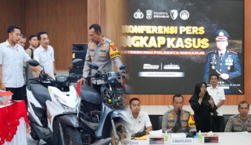 Polresta Sidiarjo Ungkap Kasus Penipuan Modus “Minta Tolong” Berujung Gondol Motor, Tiga Pelaku Ditangkap
