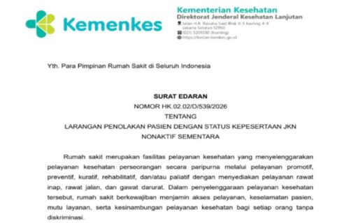 Kemenkes Terbitkan SE: RS Dilarang Tolak Pasien JKN Nonaktif Sementara, Termasuk Peserta PBI