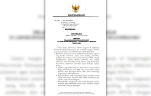 Bupati Bojonegoro Terbitkan SE Efisiensi Anggaran 2026, Ini Lima Poin Instruksi Utamanya