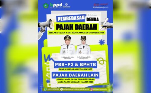 Bupati Sidoarjo Berlakukan Pembebasan Denda Pajak Daerah Mulai 4 Mei hingga 29 Oktober 2026