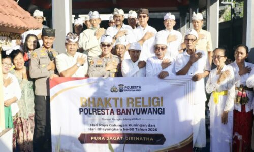 Rayakan Galungan dan Kuningan, Kapolresta Banyuwangi Perkuat Kerukunan Bersama Umat Hindu di Banyuwangi
