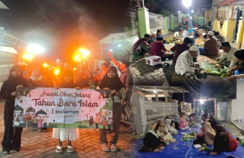Sambut 1 Muharram 1448 H, Warga Sukowidi Gelar Pawai Obor dan Santap Tumpeng Bersama di Banyuwangi