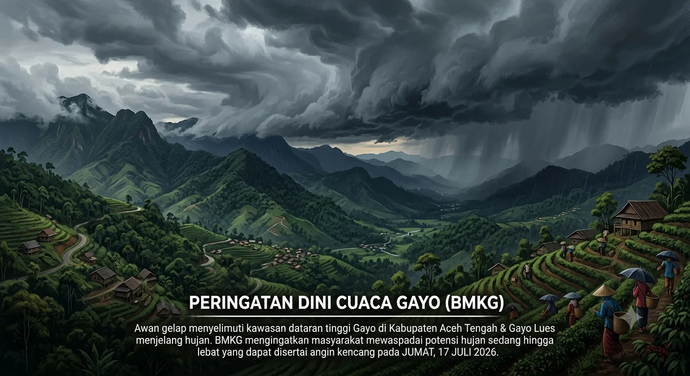 BMKG Ingatkan Hujan Lebat di Aceh Tengah dan Gayo Lues