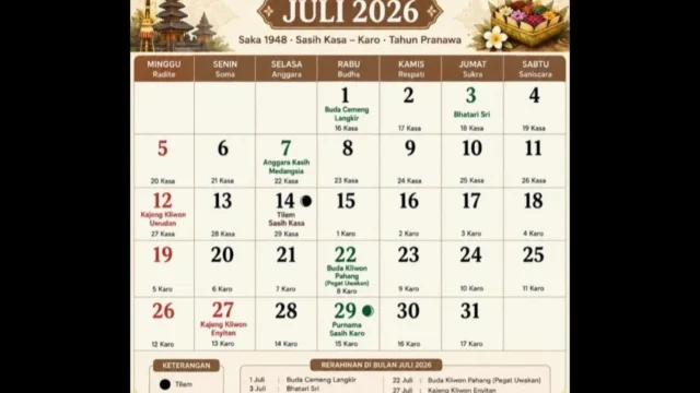 Juli 2026: Bulan Penuh Makna dengan Peringatan Nasional dan Hari Suci Bali