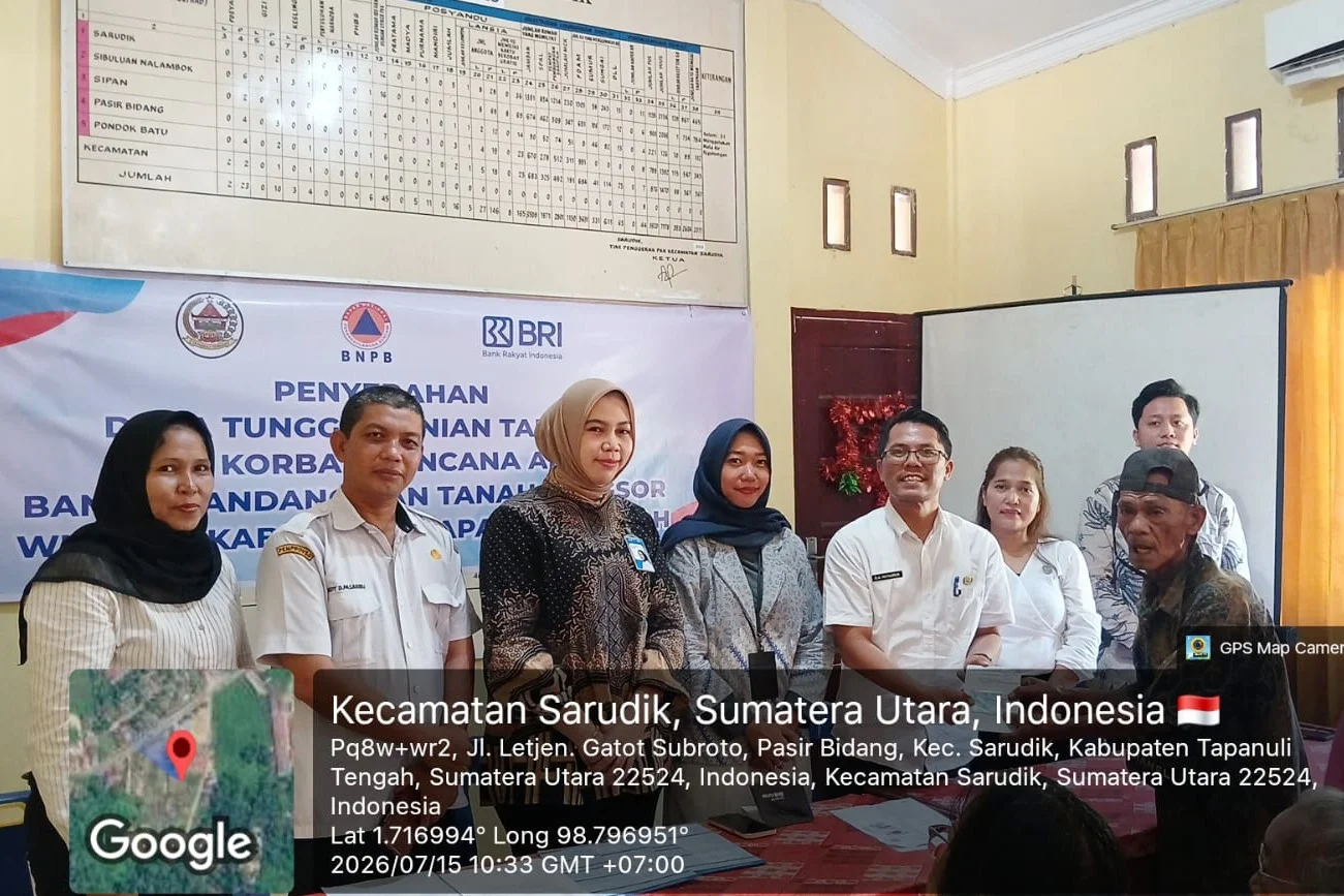 Pemkab Tapteng dan BRI Sibolga Salurkan Dana Tunggu Hunian Korban Bencana
