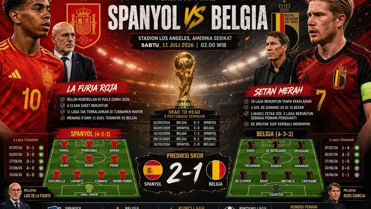 Spanyol vs Belgia: Duel Eropa di Perempat Final Piala Dunia 2026