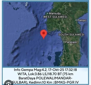 Gempa Terkini 3,4 M Guncang Polewali Mandar, BMKG Pastikan Tidak Berpotensi Tsunami