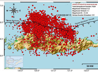 Update 25 Agustus 2026: Gempa Susulan NTT Capai 7.029 Kali, BMKG: Terbesar M6,2