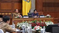 Wagub Bali, I Nyoman Giri Prasta saat menghadiri Rapat Kerja bersama Komite I DPD RI terkait Sinergi Penataan dan Pengembangan Manajemen ASN