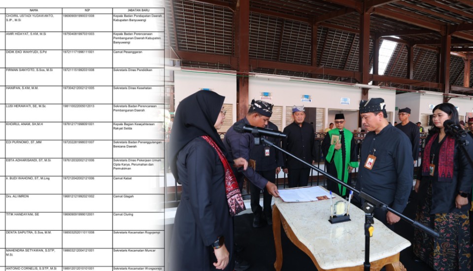 Bupati Ipuk Lantik 68 Pejabat di Pasar Induk Banyuwangi