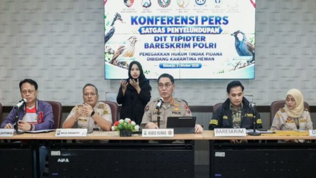 Konferensi pers pengungkapan penyelundupan ribuan burung ilegal
