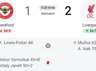 Liverpool berhasil bangkit dan meraih kemenangan tipis 2-1 saat bertandang ke markas Brentford di Brentford Community Stadium.