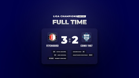 Hasil Liga Champions Feyenoord Tundukkan Como 1907 3-2